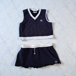 SERGIO TACCHINI Navy Blue White Two Piece Tennis Top and Skort Size XXL